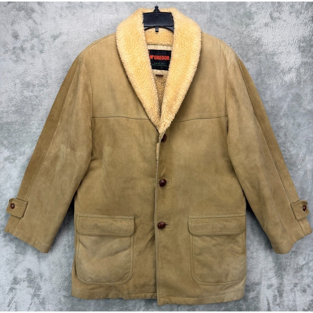 VTG McGregor Men's Suede Shearling Jacket Sz M Tan Leather Sherpa Lined